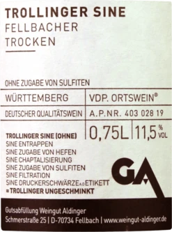 Getränke Verkäufe 2024 -Getränke Verkäufe 2024 fellbacher trollinger sine trocken aldinger backlabel 800x800